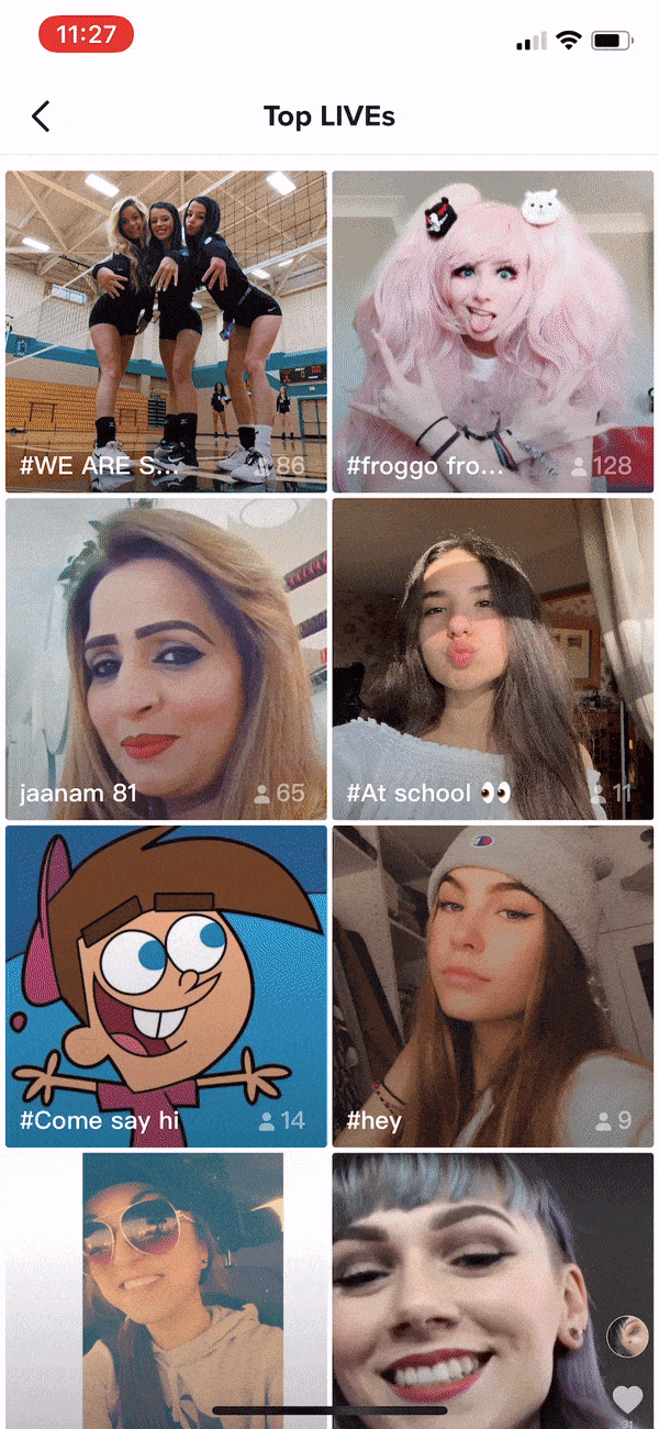 Example of Tiktok Live on various Tiktok accounts.