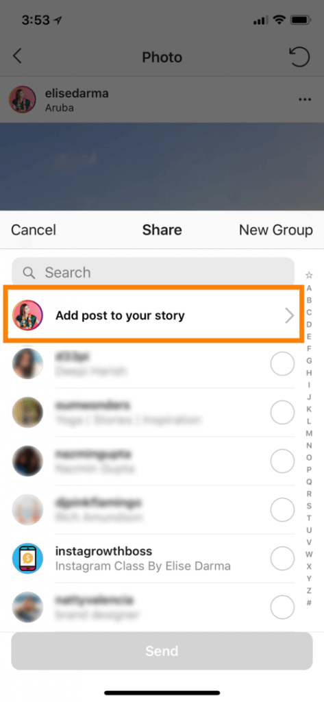 how to add instagram post to your story